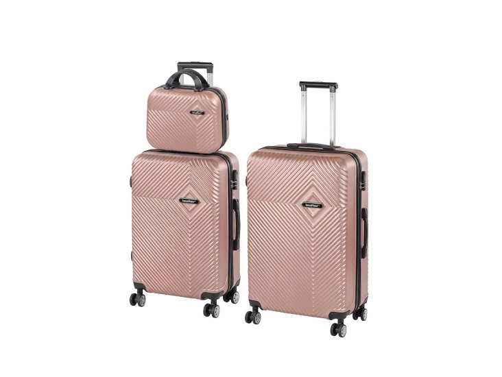 TraveLux Pro XX gurulós bőrönd szett rosegold