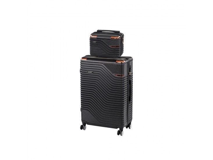 TraveLux Urban V gurulós bőrönd szett fekete