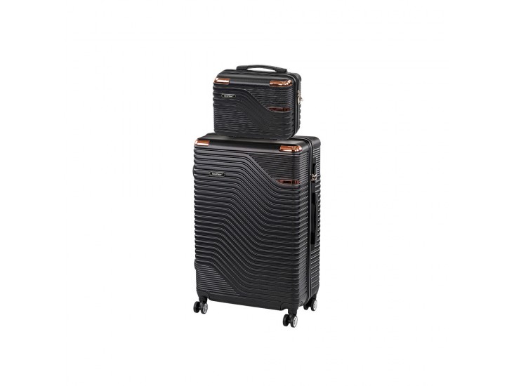 TraveLux Urban VIII gurulós bőrönd szett fekete