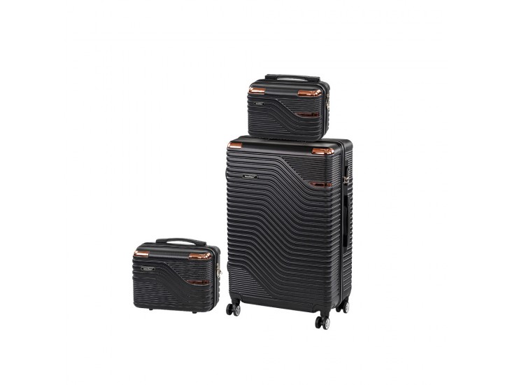 TraveLux Urban XIV gurulós bőrönd szett fekete