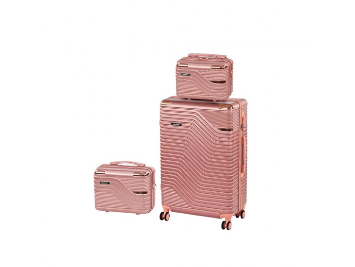 TraveLux Urban XIV gurulós bőrönd szett rosegold