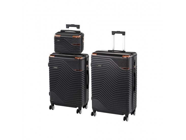 TraveLux Urban XVII gurulós bőrönd szett fekete