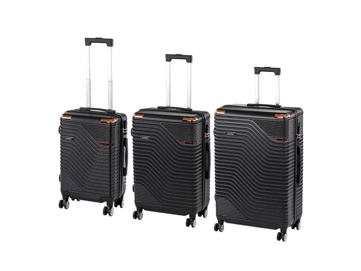 TraveLux Urban XXI gurulós bőrönd szett fekete