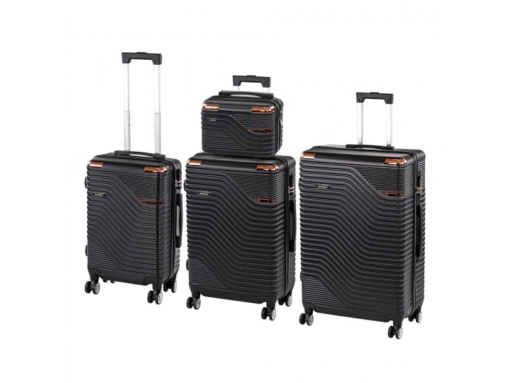 TraveLux Urban XXIV gurulós bőrönd szett fekete