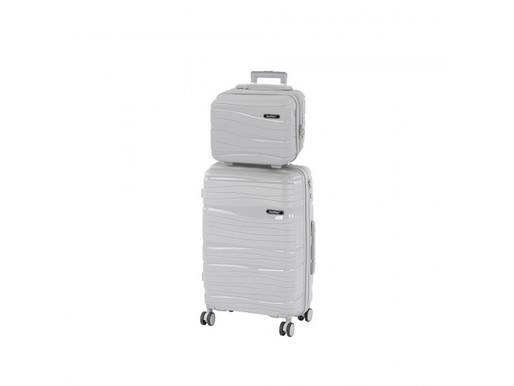 TraveLux Voyager III gurulós bőrönd szett szürke