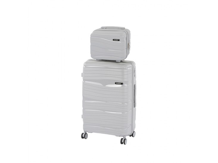 TraveLux Voyager IV gurulós bőrönd szett szürke