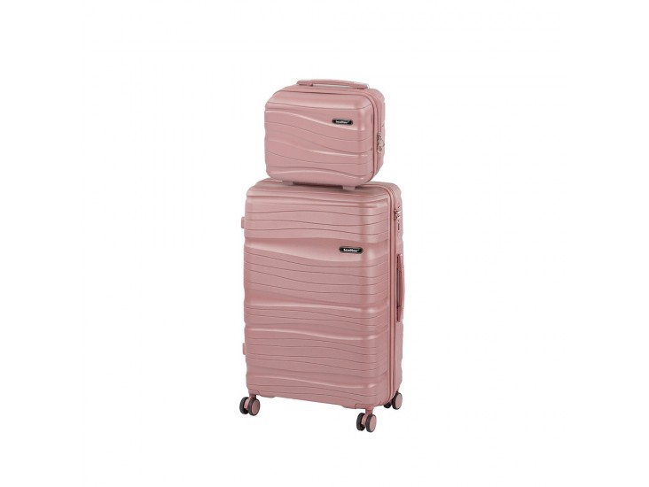 TraveLux Voyager IV gurulós bőrönd szett rosegold