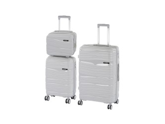 TraveLux Voyager IX gurulós bőrönd szett szürke