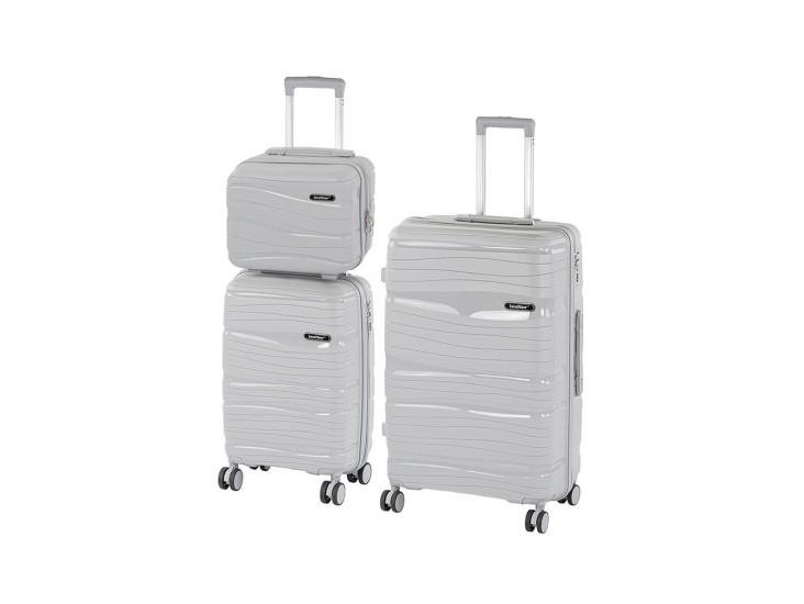 TraveLux Voyager IX gurulós bőrönd szett szürke