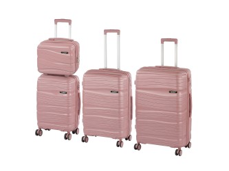 TraveLux Voyager gurulós bőrönd szett rosegold