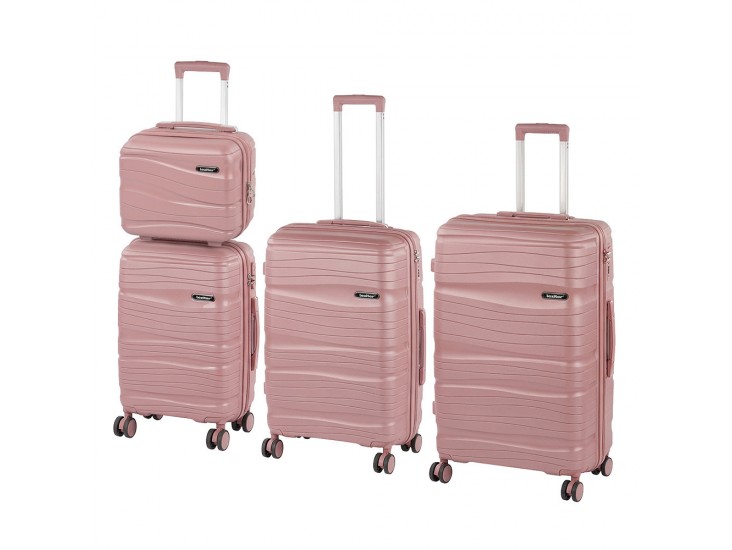 TraveLux Voyager gurulós bőrönd szett rosegold