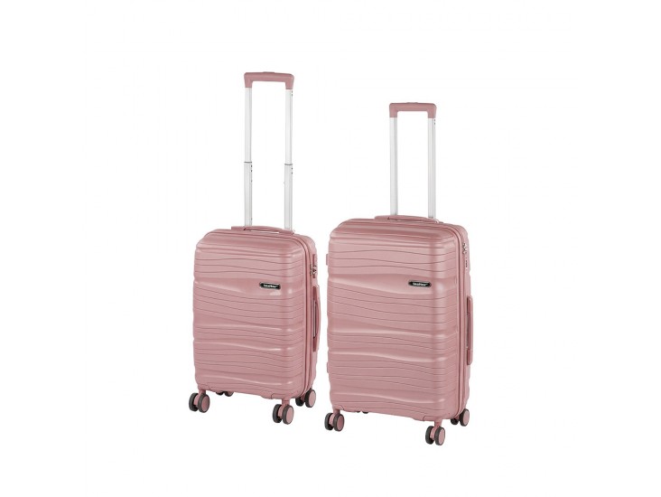 TraveLux Voyager V gurulós bőrönd szett rosegold