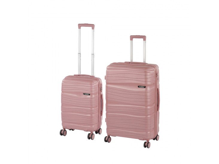 TraveLux Voyager VI gurulós bőrönd szett rosegold