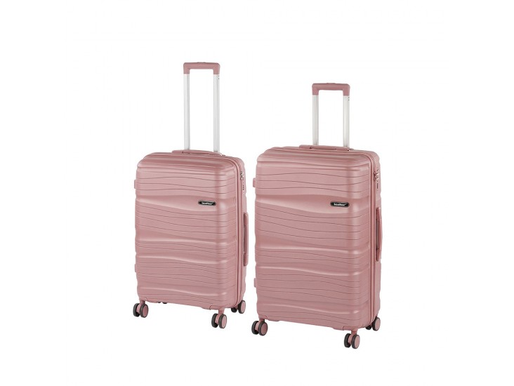 TraveLux Voyager VII gurulós bőrönd szett rosegold