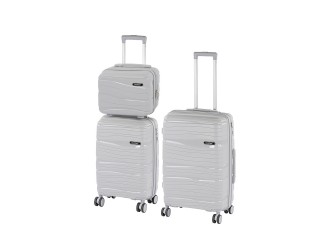 TraveLux Voyager VIII gurulós bőrönd szett szürke