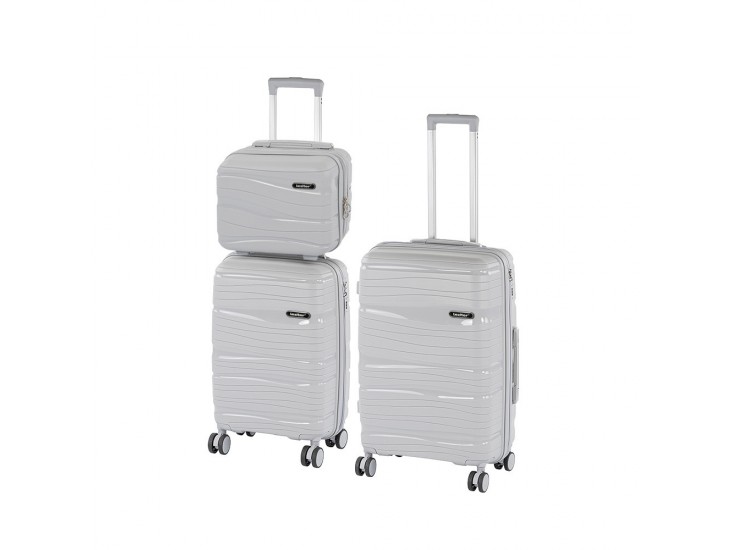 TraveLux Voyager VIII gurulós bőrönd szett szürke