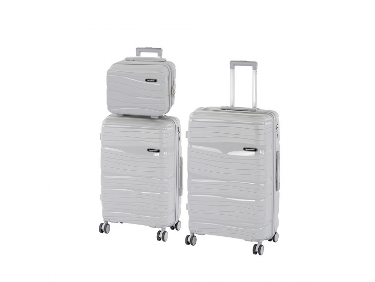 TraveLux Voyager X gurulós bőrönd szett szürke