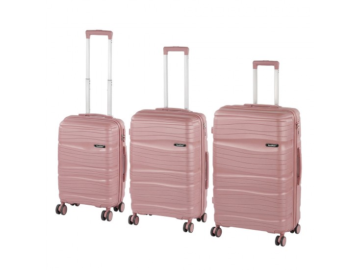 TraveLux Voyager XI gurulós bőrönd szett rosegold