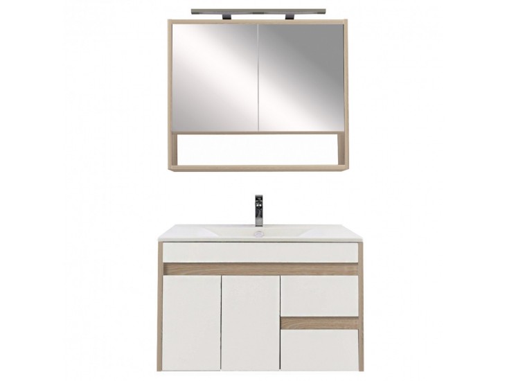 Luna 80 komplett fürdőszobabútor, Sonoma tölgy-Fehér