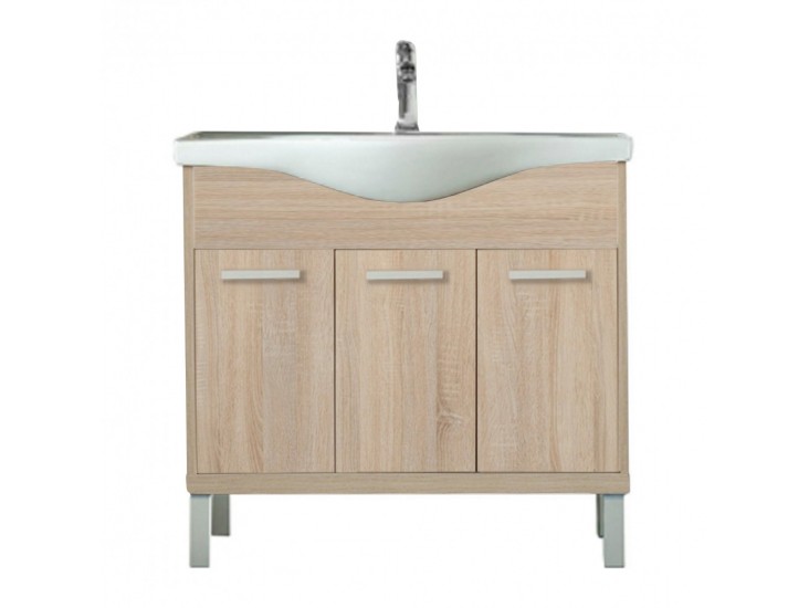 Nerva 85 cm-es bútorhoz alsószekrény, mosdóval, Sonoma tölgy