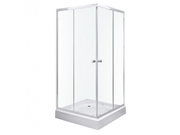 Olga SQ szögletes zuhanykabin tálcával 91x91x196cm - króm profil, víztiszta üveg