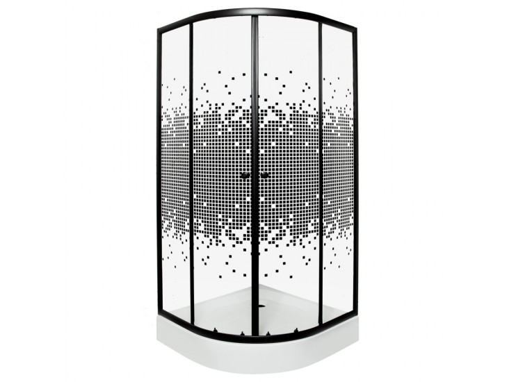 Pixel Black 90 íves zuhanykabin zuhanytálcával