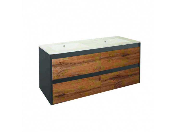 Porto 120 alsó fürdőszoba bútor mosdóval antracit-country tölgy színben