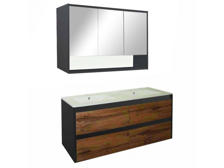 Porto 120 komplett fürdőszoba bútor antracit-country tölgy színben