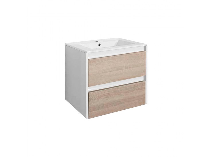 Porto 60 alsó szekrény mosdóval fehér-sonoma tölgy