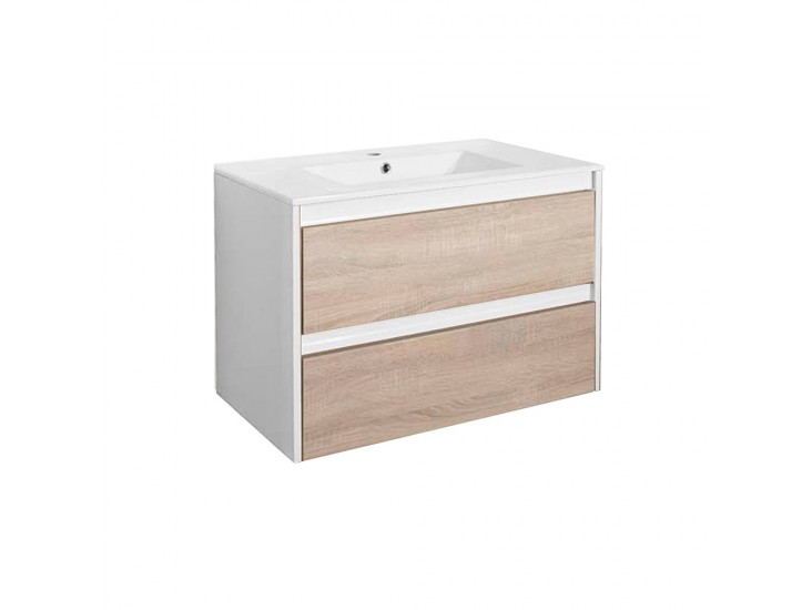 Porto 80 alsó szekrény mosdóval fehér-sonoma tölgy
