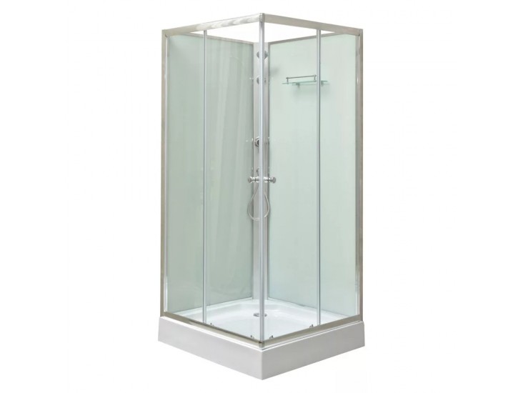 Polo White II szögletes fehér hátfalas zuhanykabin, akril zuhanytálcával, 80x80x195 cm-es méretben