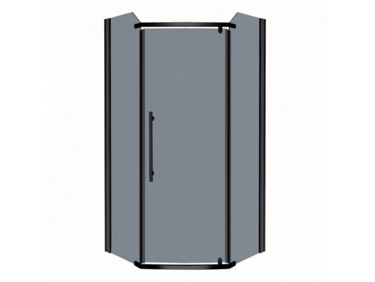 Prato szögletes zuhanykabin tálca nélkül 90x90x195cm - fekete profil, grafit üveg