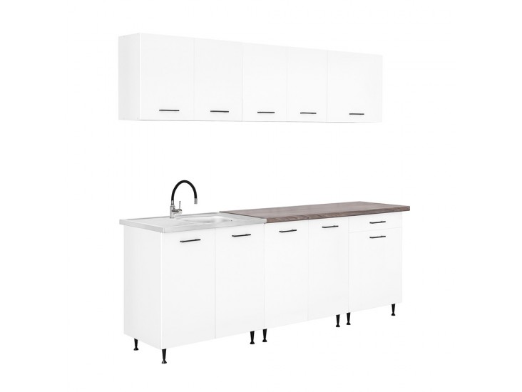 Primo 220 konyhabútor fehér, rauna szil munkalappal