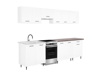 Primo 280 konyhabútor fehér, rauna szil munkalappal