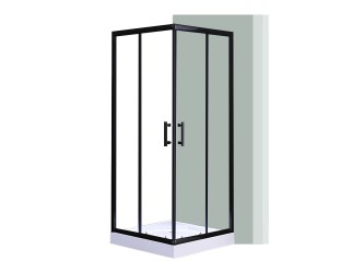 Spirit Clear 80x80 cm szögletes zuhanykabin, zuhanytálcával fekete