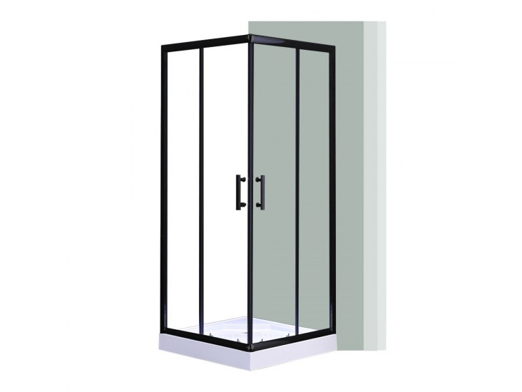Spirit Clear 80x80 cm szögletes zuhanykabin, zuhanytálcával fekete