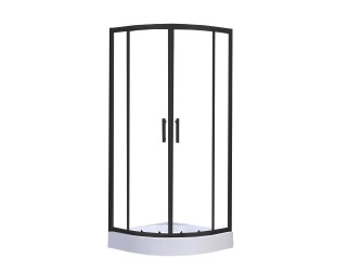 Spirit Clear 80x80x194 cm íves zuhanykabin zuhanytálcával fekete