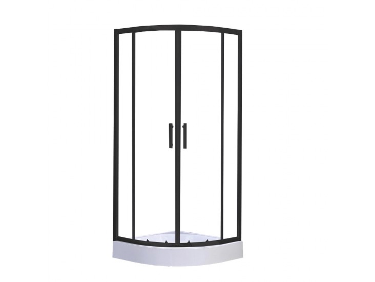Spirit Clear 80x80x194 cm íves zuhanykabin zuhanytálcával fekete