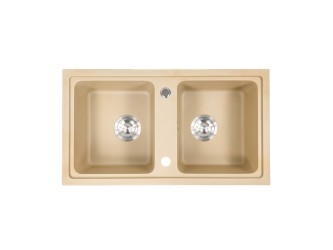 Tia szögletes két medencés gránit mosogató bézs