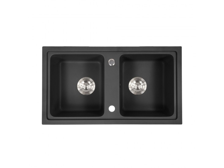 Tia szögletes két medencés gránit mosogató fekete