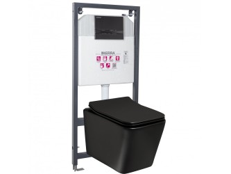Tinos BL Adriatic Black falba építhető WC tartály szett