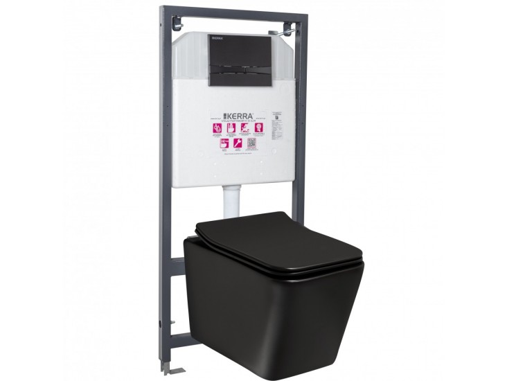 Tinos BL Adriatic Black falba építhető WC tartály szett