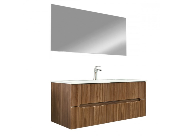 Trent 120 Fürdőszobabútor 1 medencés kerámia mosdóval tükörrel 60x120 cm sunset tölgy