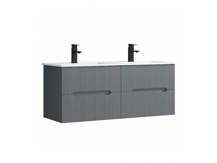 Trent 120 alsó fürdőszobabútor kerámia mosdóval 4 fiókos, antracit szürke