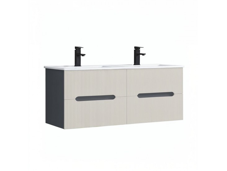 Trent 120 alsó fürdőszobabútor kerámia mosdóval (4 fiókos) antracit szürke-fehér