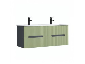 Trent 120 alsó fürdőszobabútor kerámia mosdóval (4 fiókos) antracit szürke-világoszöld