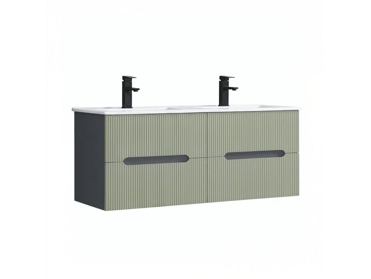 Trent 120 alsó fürdőszobabútor kerámia mosdóval (4 fiókos) antracit szürke-zöld