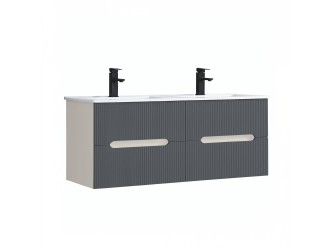 Trent 120 alsó fürdőszobabútor kerámia mosdóval (2 fiókos) fehér-antracit szürke