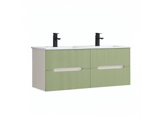 Trent 120 alsó fürdőszobabútor kerámia mosdóval (4 fiókos) fehér-világoszöld