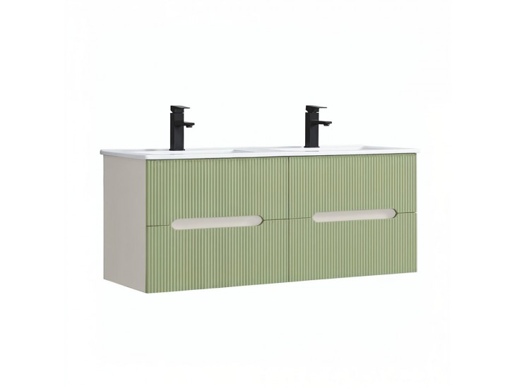 Trent 120 alsó fürdőszobabútor kerámia mosdóval (4 fiókos) fehér-világoszöld